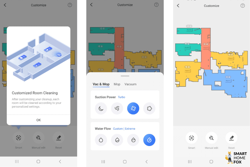 Wassermenge wird pro Raum in der Handy-App des Roborock Q Revo eingestellt.